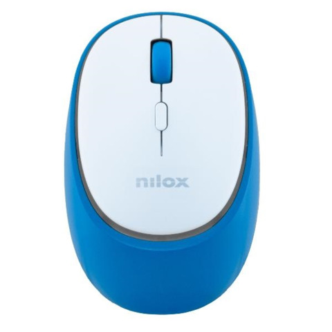 Nilox NXMDWS103, Ambidestro, Ottico, RF senza fili + Bluetooth, 1600 DPI, Blu, Bianco