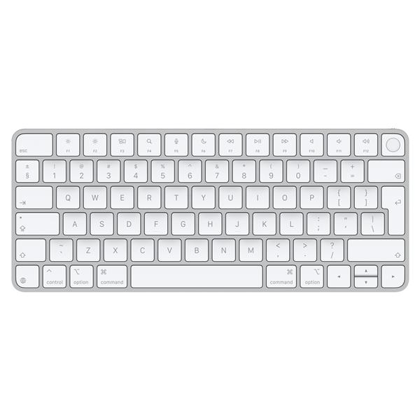 Apple Magic Keyboard con Touch ID per Mac con chip - Inglese internazionale, Tenkeyless (80 - 87%), Con cavo e senza cavo, USB + Bluetooth, QWERTY, Argento, Bianco