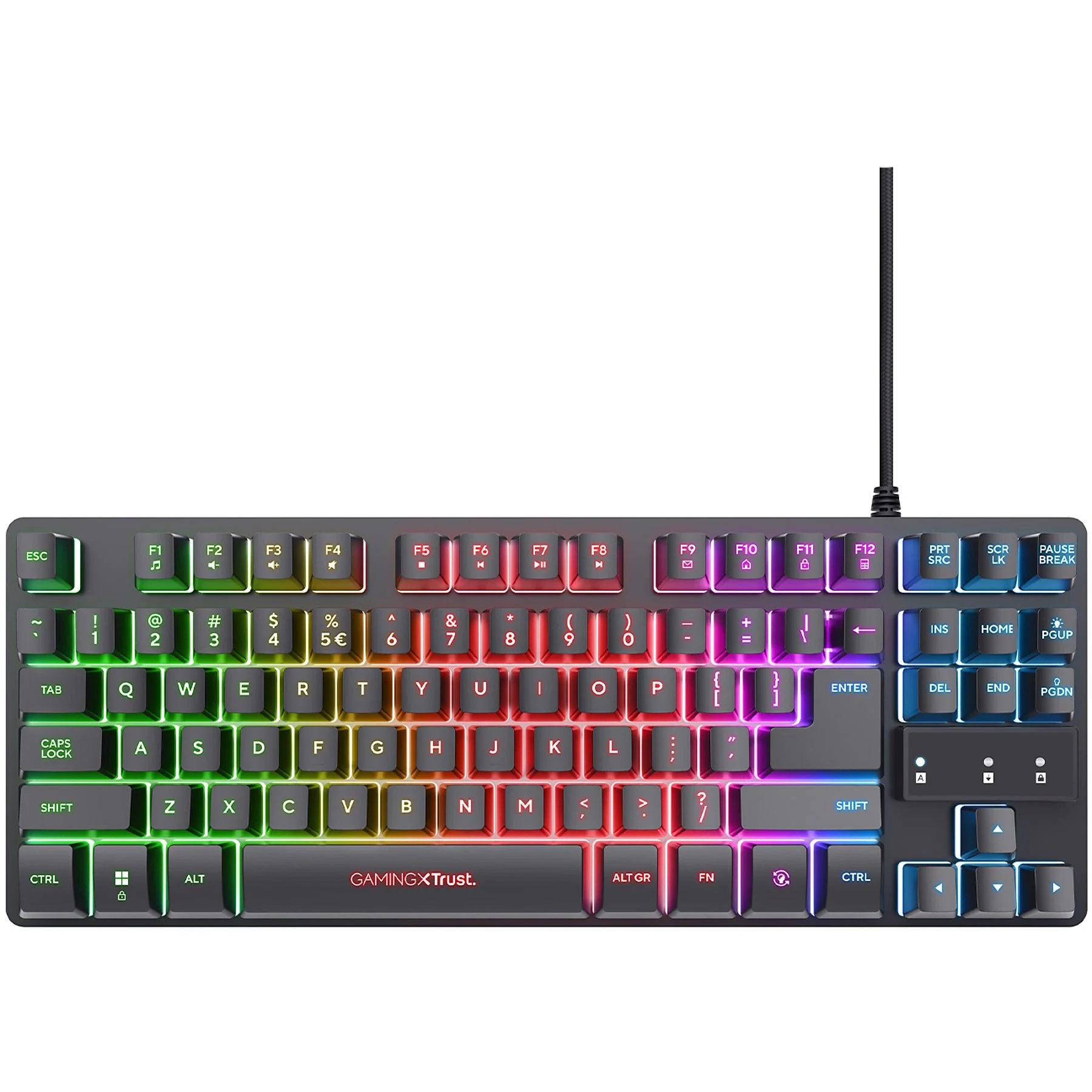 Trust GXT 833 Thado, Tenkeyless (80 - 87%), Cablato, USB, Interruttore a chiave a membrana, Nero, Argento