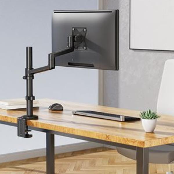 Neomounts DS60-425BL1 - Kit montaggio (morsetto per montaggio su scrivania, anello di rinforzo da scrivania, braccio per monitor, piastra adattatore VESA) - braccio regolabile a pieno movimento - per display LCD - acciaio - nero - dimensione schermo: 17"-27"