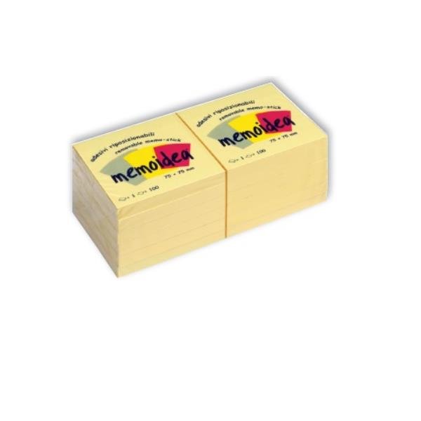 memoidea - Blocchi appunti riposizionabili - 76 x 76 mm - 1200 fogli (12 x 100) - giallo pastello