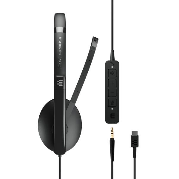 EPOS I SENNHEISER ADAPT 165T USB-C II - ADAPT 100 Series - cuffie con microfono - on-ear - cablato - jack 3,5 mm, USB-C - nero - Certificato per i team Microsoft, Ottimizzato per UC