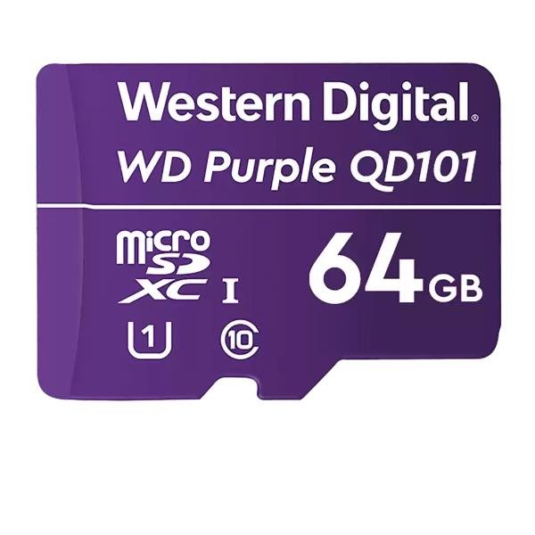 WD Purple SC QD101 WDD064G1P0C - Scheda di memoria flash - 64 GB - UHS-I U1 / Class10 - UHS-I microSDXC - viola