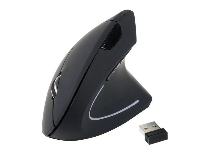 equip 245110 - Mouse verticale - ergonomico - per destrorsi - senza fili - 2.4 GHz - ricevitore wireless USB - nero