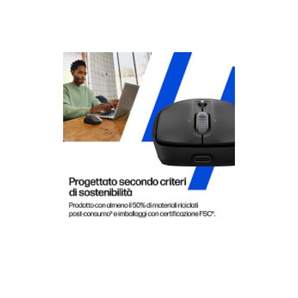 HP Mouse wireless ricaricabile 700, Ambidestro, RF senza fili + Bluetooth, 6000 DPI, Nero
