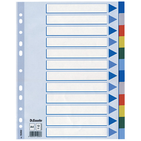 Separatore - 12 tasti colorati - PP - A4 - multicolore - Esselte