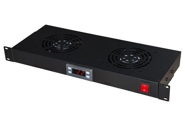 LINK Modulo 2 - Supporto unità ventilazione - con 2 ventole di raffreddamento, display, sensore di temperatura, termostato - montaggio su rack - nero - 19"