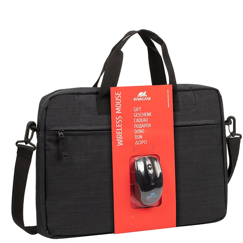 Riva Case Regent series 8038 - Borsa trasporto notebook - 15.6" - nero - con mouse wireless