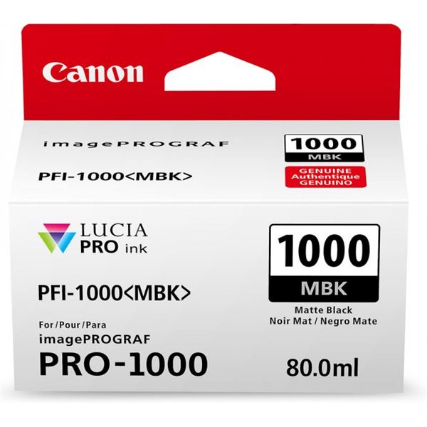 Canon PFI-1000 MBK - 80 ml - nero opaco - originale - serbatoio inchiostro - per imagePROGRAF PRO-1000