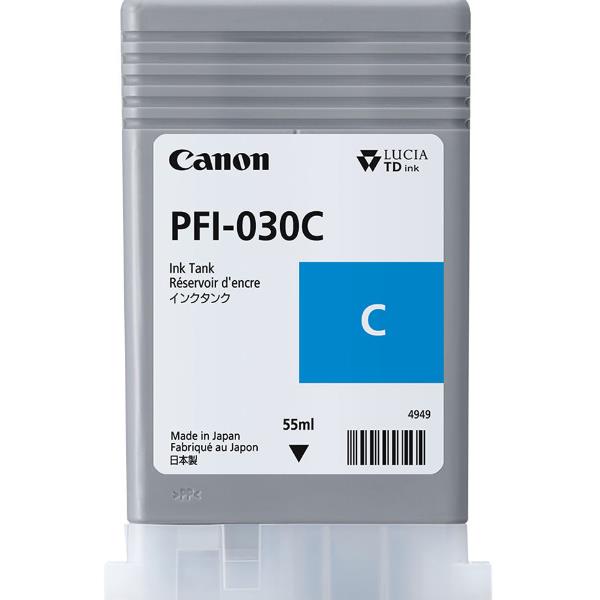 Canon PFI-030C - 55 ml - ciano - originale - serbatoio inchiostro - per imagePROGRAF TA-20, TA-20 MFP L24ei, TA-30, TA-30 MFP L36ei