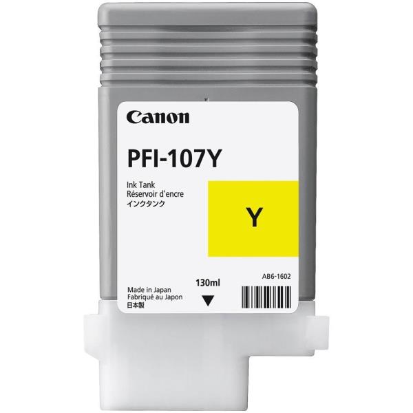 Canon PFI-107 Y - 130 ml - giallo - originale - serbatoio inchiostro - per imagePROGRAF iPF670, iPF680, iPF685, iPF770, iPF780, iPF785