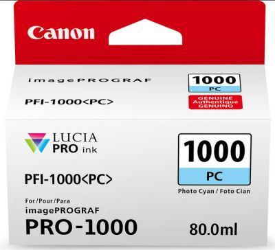 Canon PFI-1000 PC - 80 ml - ciano per foto - originale - serbatoio inchiostro - per imagePROGRAF PRO-1000