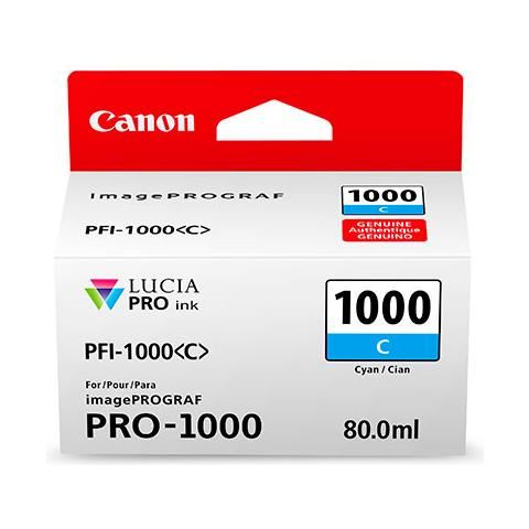 Canon PFI-1000 C - 80 ml - ciano - originale - serbatoio inchiostro - per imagePROGRAF PRO-1000
