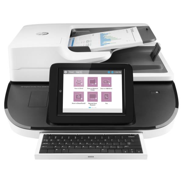 HP Digital Sender Flow 8500fn2 - Scanner documenti - piano: CCD/ADF: CIS - Duplex - 216 x 864 mm - 600 dpi x 600 dpi - fino a 92 ppm (mono) / fino a 92 ppm (colore) - ADF (Alimentatore automatico documenti) (150 fogli) - fino a 10000 scansioni al giorno - USB 2.0, Gigabit LAN, USB 2.0 (Host)