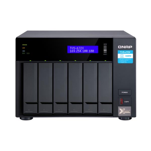 QNAP TVS-H674 - Server NAS - 6 alloggiamenti - SATA 6Gb/s - RAID 0, 1, 5, 6, 10, 50, JBOD, RAID TP, TM - RAM 32 GB - Gigabit Ethernet / 2.5 Gigabit Ethernet - iSCSI supporto