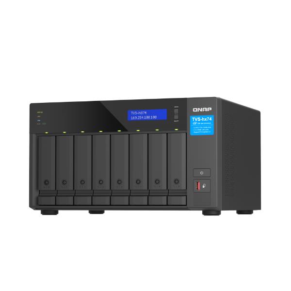 QNAP TVS-H874 - Server NAS - 8 alloggiamenti - SATA 6Gb/s - RAID 0, 1, 5, 6, 10, 50, JBOD, 60, RAID TP - RAM 32 GB - Gigabit Ethernet / 2.5 Gigabit Ethernet - iSCSI supporto