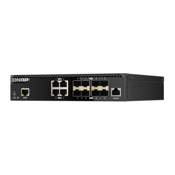 QNAP QSW-M3212R-8S4T - Switch - gestito - 4 x 100/1000/2.5G/5G/10GBase-T + 8 x 10Gb Ethernet SFP+ - montabile su rack