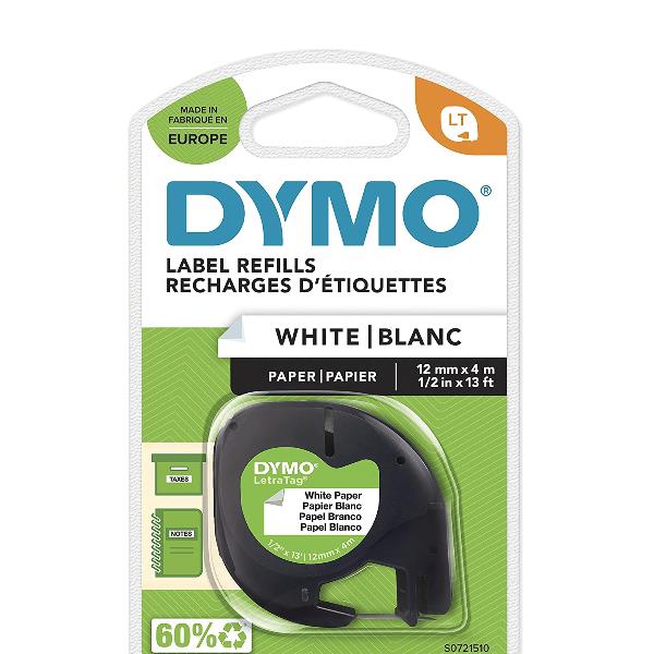 Nastro DYMO LT in carta12mmx4mt - Bianco