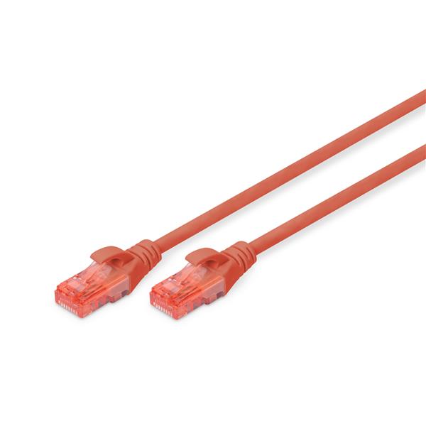 DIGITUS Professional - Cavo patch - RJ-45 (M) a RJ-45 (M) - 10 m - UTP - CAT 6e - IEEE 802.3 - senza alogeni, stampato, antiaggrovigliamento - rosso