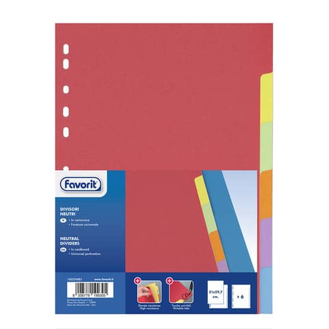 Separatore - 6 tacche - cartoncino colorato 240 …