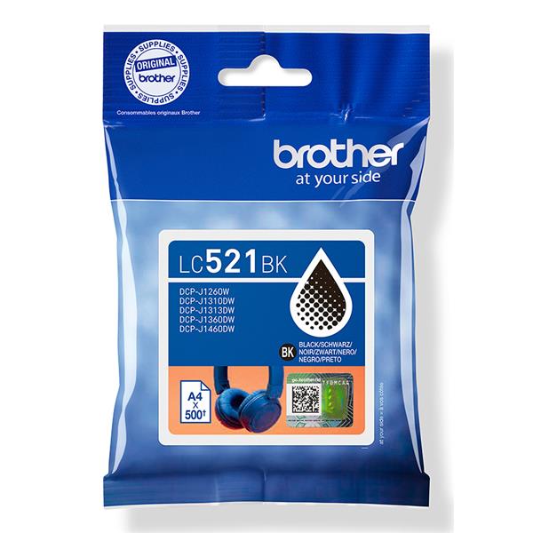 Brother LC521BK, Nero, 1 pz, 500 pagine, Confezione singola