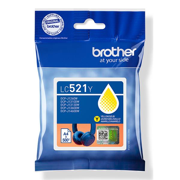 Brother LC521Y, Giallo, 1 pz, 500 pagine, Confezione singola
