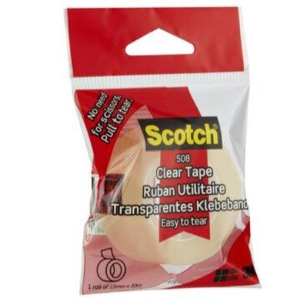 Nastro adesivo 508 -confezionato singolarmente - 19 mm x 33 m - PP - trasparente - Scotch - Conf. 8 rotoli