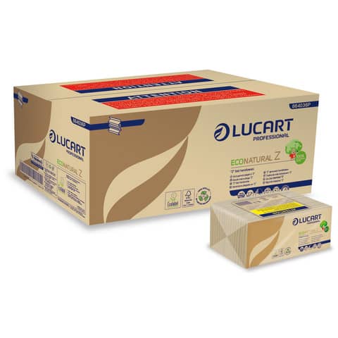 Asciugamani piegati a ''Z'' Lucart EcoNatural Z 21,5x23,5 cm avana conf. da 220 ff - 864036U