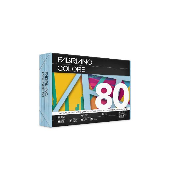 Carta Fabriano Colore - A4 - 80 gr - colori tenui celeste - Fabriano - conf. 500 fogli