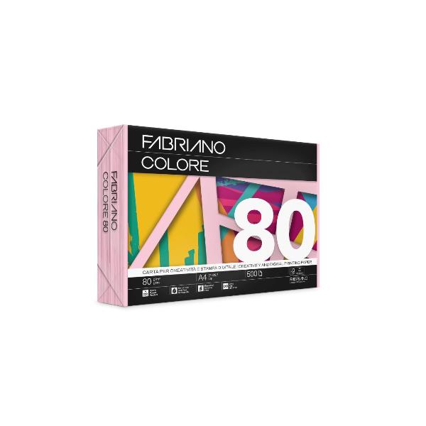 Carta Fabriano Colore - A4 - 80 gr - colori tenui rosa - Fabriano - conf. 500 fogli