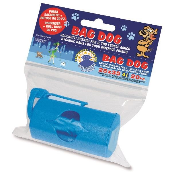Porta sacchetti + rotolo sacchi igienici profumati Peter Pan Plast Bag Dog conf. 20 pz 25x35 cm - DOG25DI