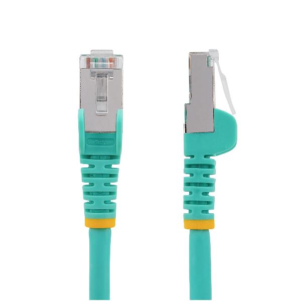 StarTech.com Cavo Ethernet CAT 6a - 3m - Acqua - Cavo di rete LAN Low Smoke Zero Halogen (LSZH) - 10GbE 500MHz 100W PoE++ - Filo/Cavo patch schermato S/FTP con spinotto RJ45 antigroviglio e rilievi di trazione, 3 m, Cat6a, S/FTP (S-STP), RJ-45, RJ-45, Colore acqua