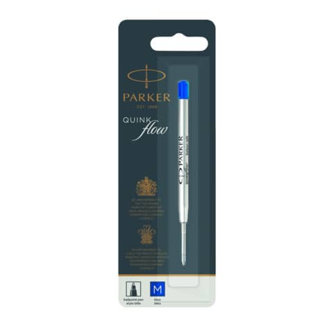 Refill sfera QuinkFlow - punta media - metallo - blu - Parker