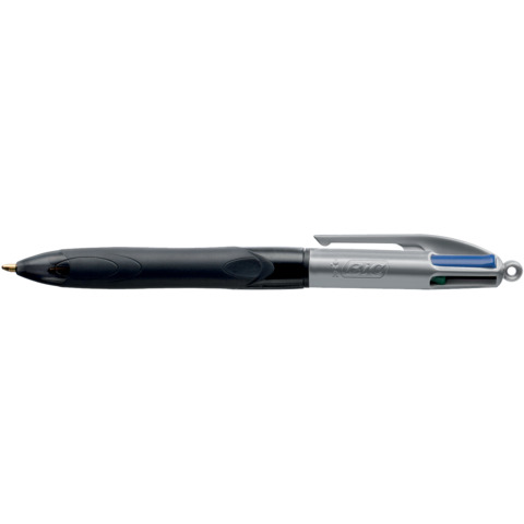 Penna a sfera a scatto multifunzione 4 Colors Grip Pro - punta 1,0mm - nero, blu, rosso, verde - Bic