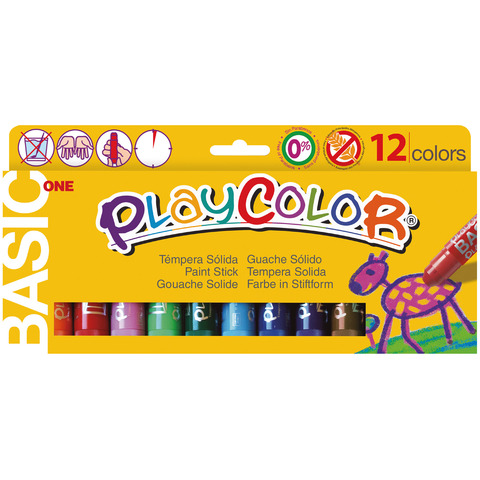 Tempera solida in stick Playcolor - 10gr - colori assortiti - Instant - astuccio 12 stick