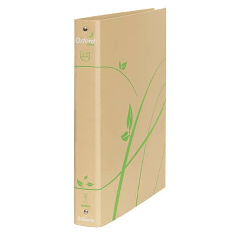 Raccoglitore Oxford Green - 22 x 30 cm - 4 anelli tondi 30 mm - dorso 4 cm - carta riciclata - avana - Esselte