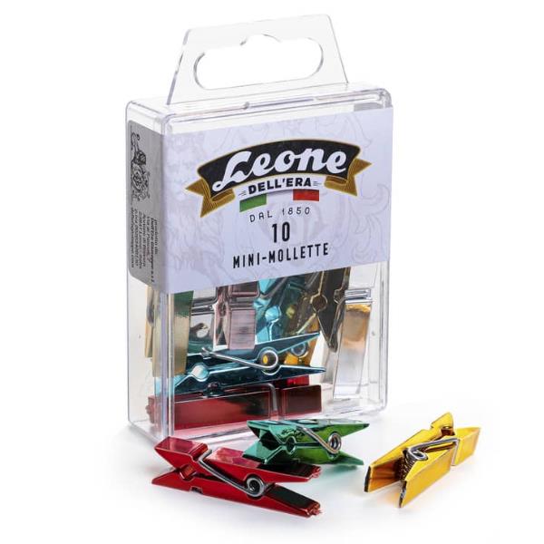 Mini mollette Leone Color - colori metallizzati assortiti - Leone - conf. 10 pezzi