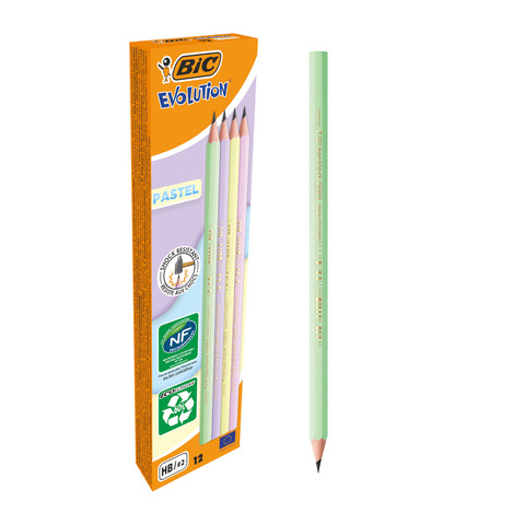 Matita Evolution Pastel - gradazione HB - colori assortiti - Bic - conf. 12 pezzi