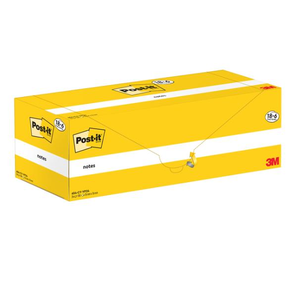 Blocco foglietti Post-it Notes - 654-CY-VP24 - 76 x 76 mm - giallo Canary - 100 fogli - Post-it - conf. 24 blocchi