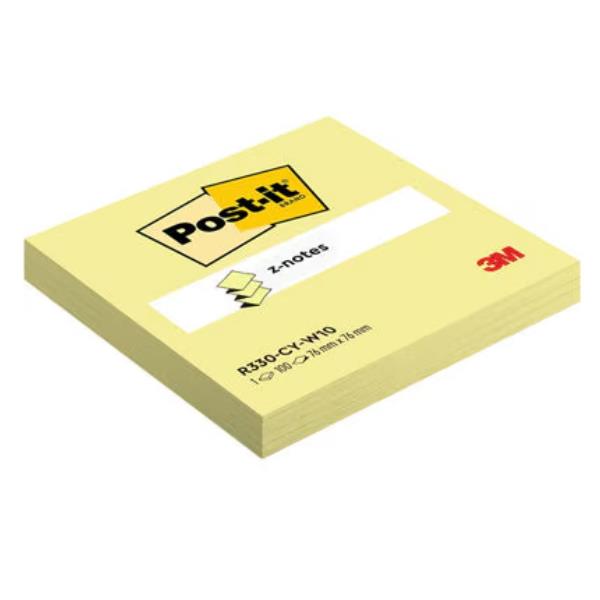 Blocco foglietti Post-it Z-Notes - 76 x 76 mm - giallo canary - 100 fogli - Post-it - conf. 10 blocchi