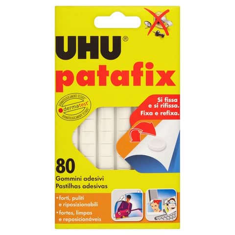 Supporti in gomma adesiva UHU Patafix - bianco - UHU - conf. 80 pezzi