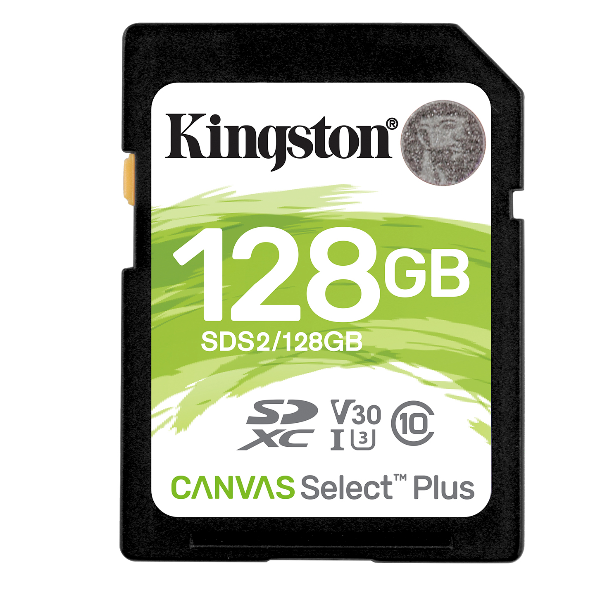 Kingston Canvas Select Plus - Scheda di memoria flash - 128 GB - Video Class V30 / UHS-I U3 / Class10 - UHS-I SDXC