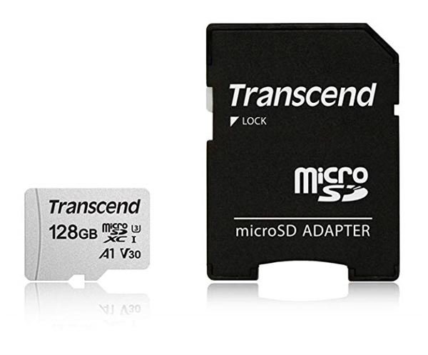 Transcend 300S - Scheda di memoria flash (adattatore in dotazione) - 128 GB - A1 / Video Class V30 / UHS-I U3 - microSDXC