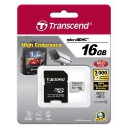 Transcend High Endurance - Scheda di memoria flash (adattatore microSDHC per SD in dotazione) - 16 GB - UHS-I U1 / Class10 - SDHC