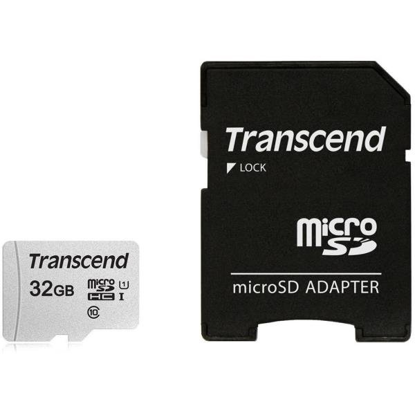 Transcend 300S - Scheda di memoria flash (adattatore in dotazione) - 32 GB - UHS-I U1 / Class10 - UHS-I microSDHC