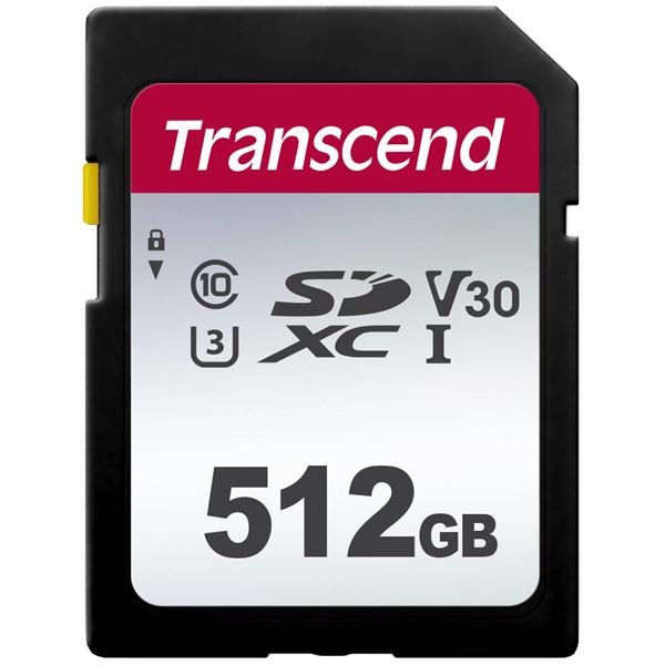 Transcend 300S - Scheda di memoria flash - 512 GB - Video Class V30 / UHS-I U3 / Class10 - UHS-I SDXC