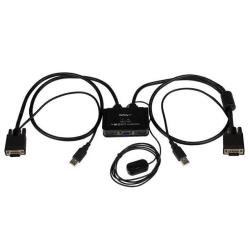 StarTech.com Switch Commutatore KVM USB VGA a 2 porte - Switch Box KVM Alimentato via USB con pulsante di commutazione a distanza - Switch KVM - 2 x KVM port(s) - 1 utente locale - desktop