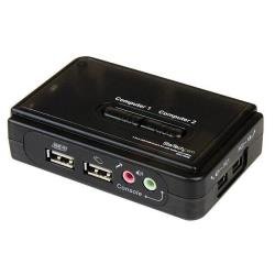 StarTech.com Switch KVM a 2 porte VGA USB con audio e cavi - Commutatore VGA USB a doppia porta - Colore Nero - Switch KVM / audio - 2 x KVM / audio - 1 utente locale - desktop