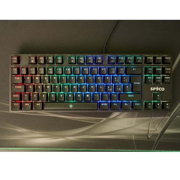 SPYCO CHALLENGE KE-112 TASTIERA GAMING MECCANICA USB RETROILLUMINATA LED RGB AD EFFETTI 87 TASTI IN ABS LAYOUT ITALIANO