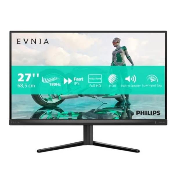 Philips Evnia 3000 27M2N3200S - Monitor a LED - gaming - 27" - 1920 x 1080 Full HD (1080p) @ 180 Hz - IPS - 300 cd/m² - 1000:1 - HDR10 - 0.5 ms - 2xHDMI, DisplayPort - altoparlanti - carbone